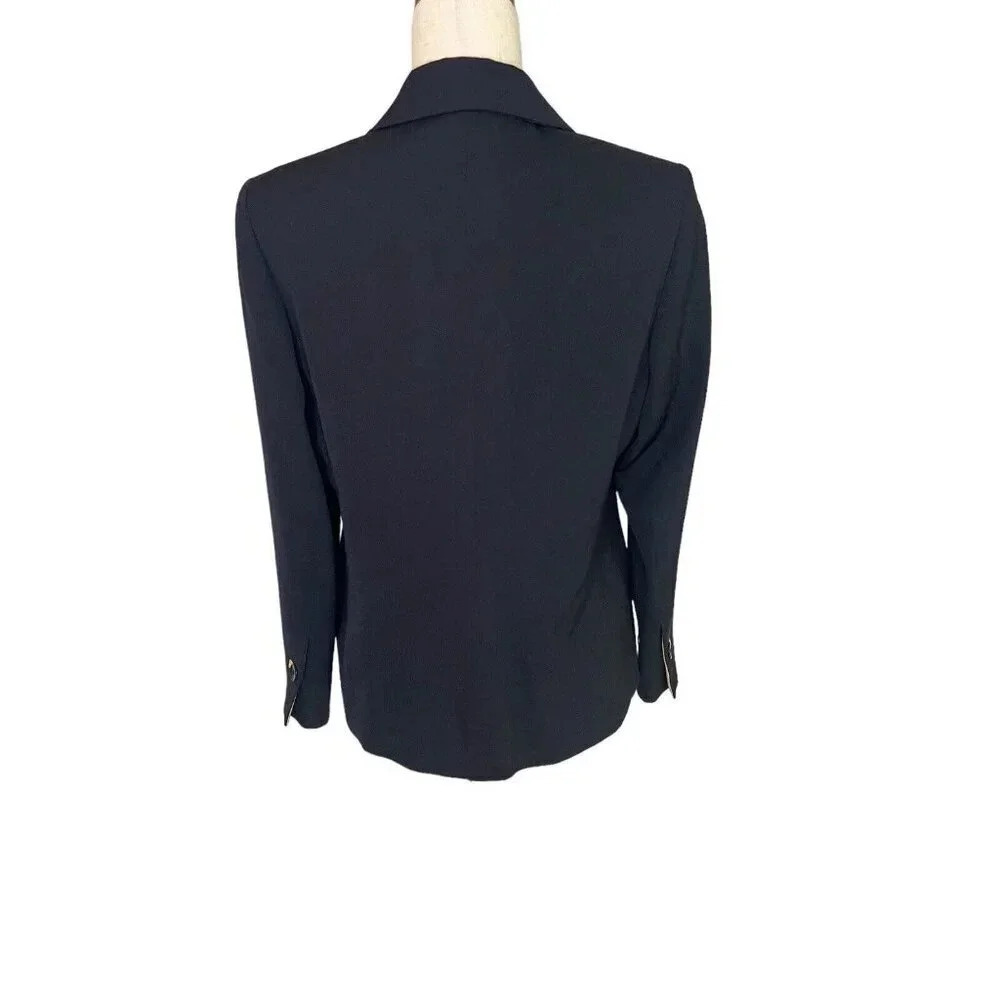Austin Reed USA Womens 10 Petite Navy Wool Blazer Jacket Preppy Prep School Boy - Picture 11 of 16